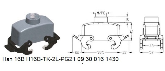 Han 16B H16B-TK-2L-PG21 09 30 016 1430 hood top entry with levers OUKERUI Harting ILME Heavy duty connector.jpg